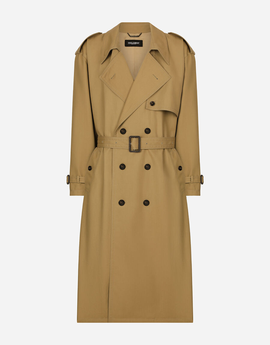 Double-breasted cotton trench coat