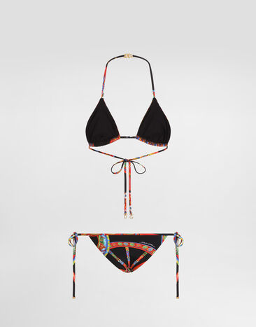 Dolce & Gabbana Carretto-print triangle bikini Multicolor O8A24JON0IE