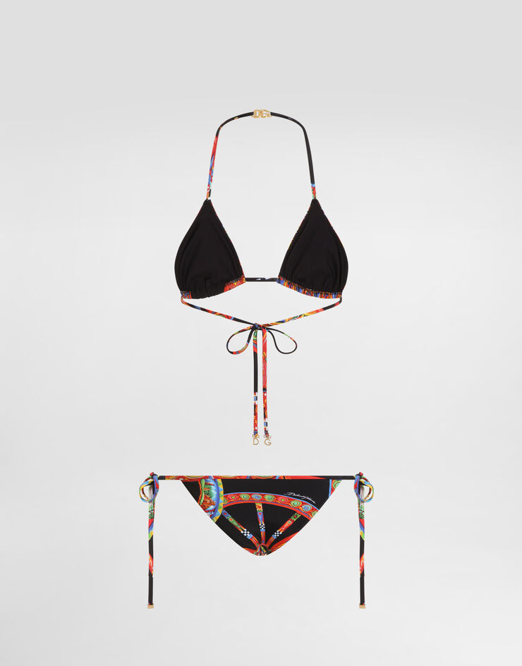 Dolce & Gabbana Carretto-print triangle bikini Multicolor O8A24JON0IE