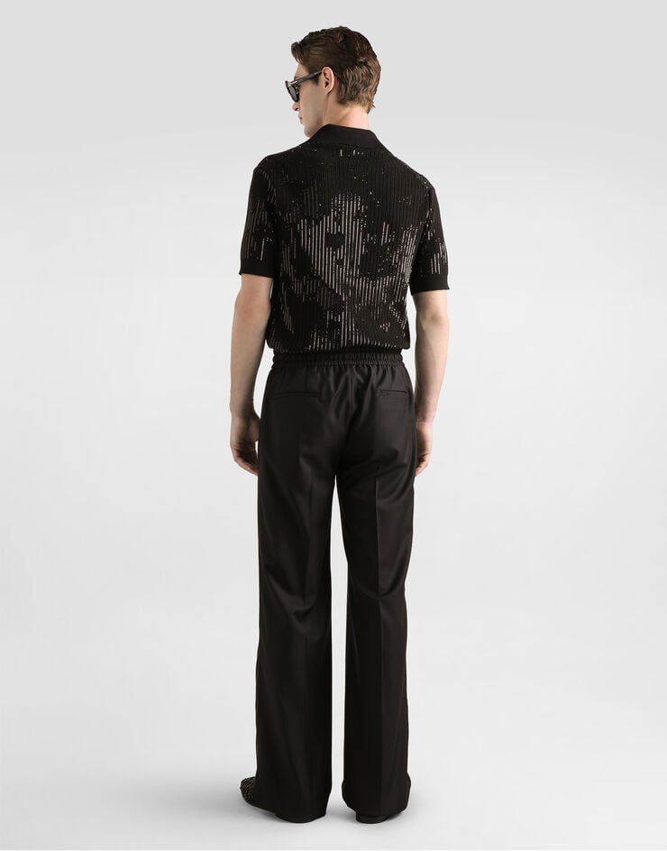 Dolce & Gabbana Wool and silk polo shirt Black GXZB5ZJGMEI