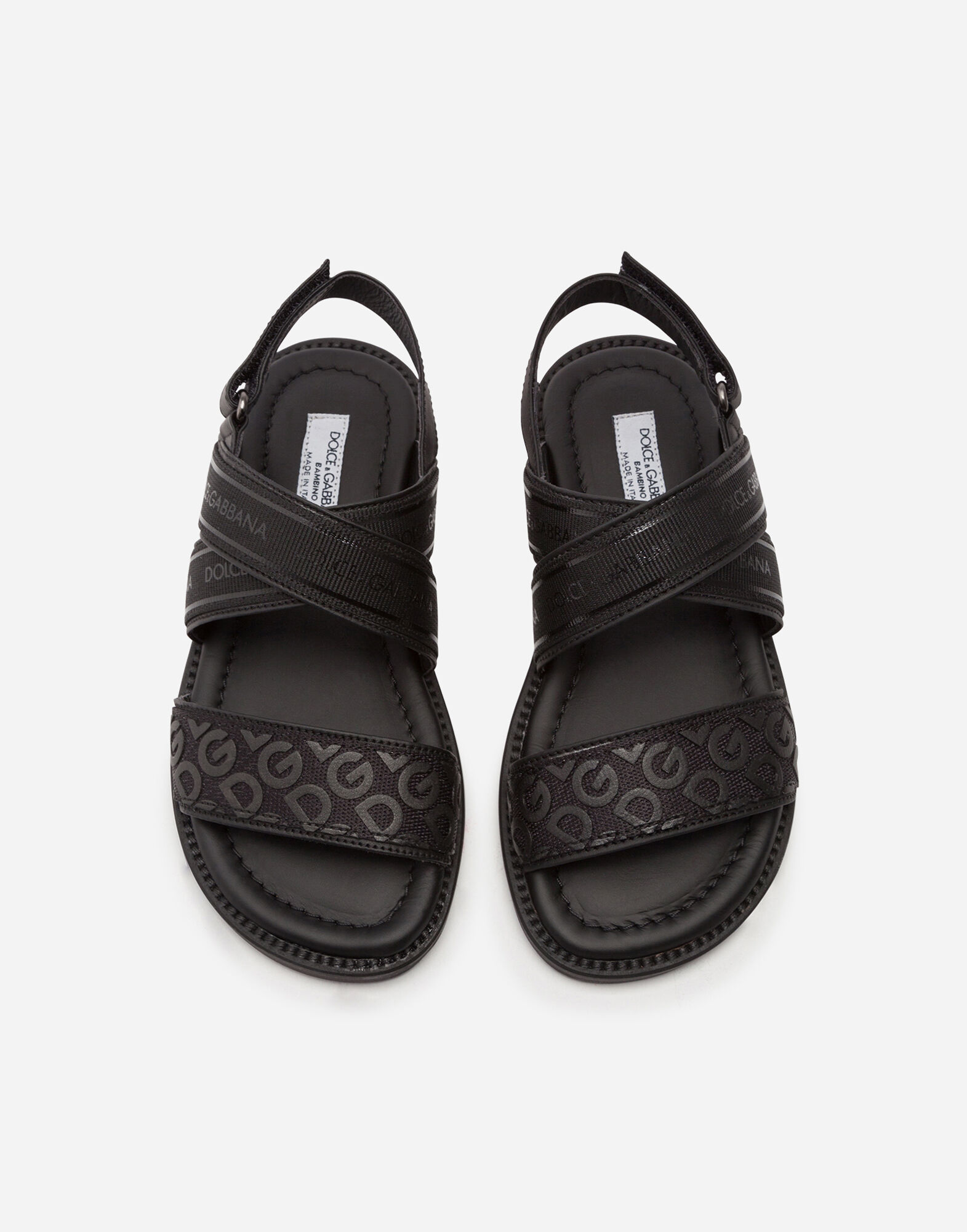 Calfskin sandals with ribbon logo