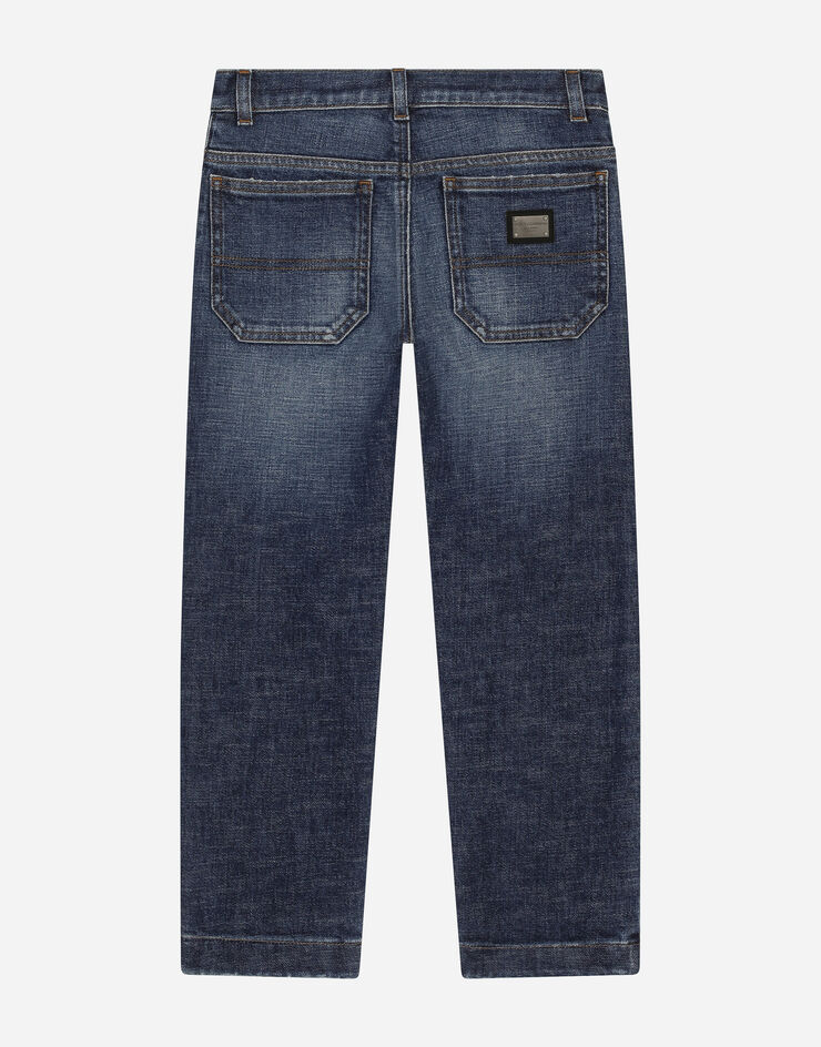 DolceGabbanaSpa 5-pocket denim jeans with DG patch Blue L42F61LDB36