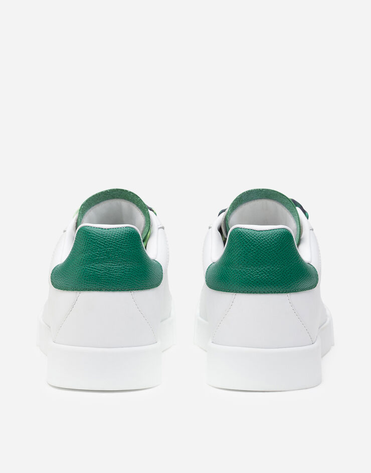 Dolce & Gabbana Portofino sneakers in nappa calfskin with lettering and printed silk laces BLANCO/VERDE CK1602AW017