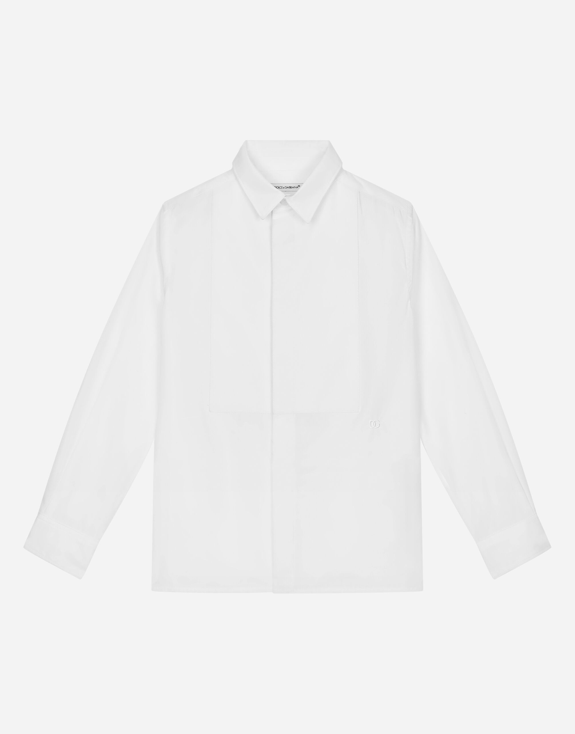 Dolce & Gabbana Poplin jacquard tuxedo shirt with DG logo White L43S76G7I8X