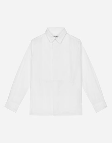 DolceGabbanaSpa Poplin jacquard tuxedo shirt with DG logo White L43S88G7KK8