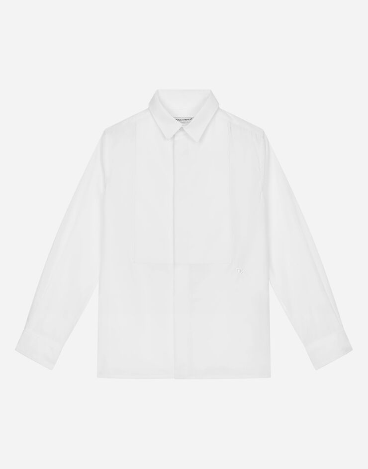 DolceGabbanaSpa Chemise de smoking en popeline jacquard à logo DG Blanc L43S88G7KK8