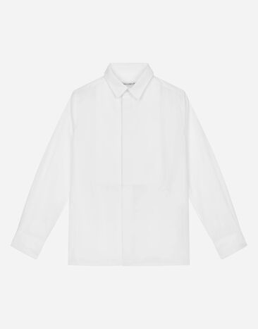 Dolce & Gabbana Poplin jacquard tuxedo shirt with DG logo Multicolor L4J840G7H2U