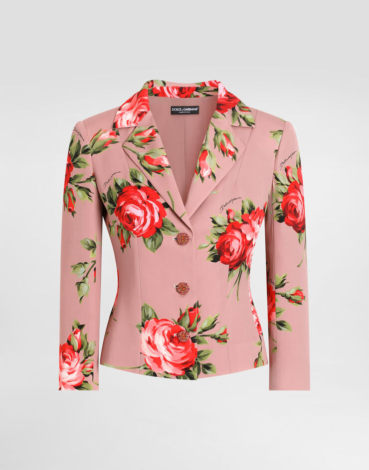 Dolce & Gabbana Rose bouquet-print charmeuse single-breasted jacket Multicolor F26S5ZFSA8Q
