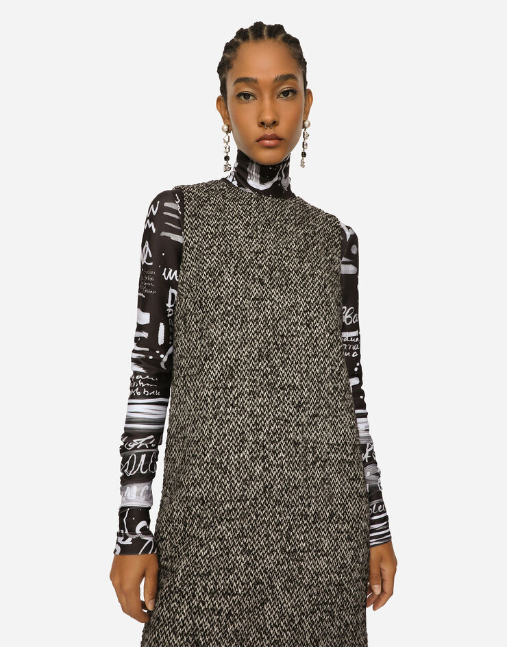 Dolce & Gabbana Vestido corto acampanado de tweed moteado Multicolor F6ZN8TFMMHC