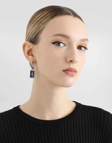 Dolce & Gabbana Single enameled Creole earring with logo Red WER1D2W1111