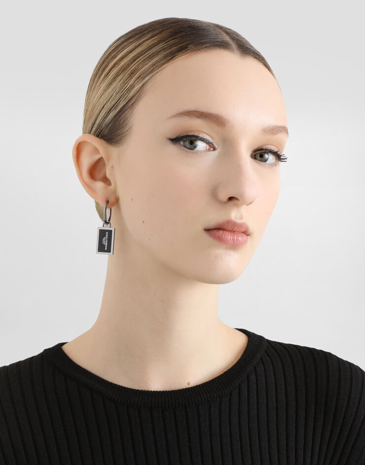 Dolce & Gabbana Single enameled Creole earring with logo Red WER1D2W1111
