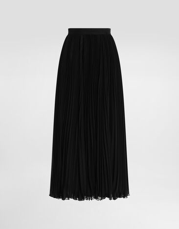 Dolce & Gabbana Long pleated chiffon skirt Black F4BCITFUSNW