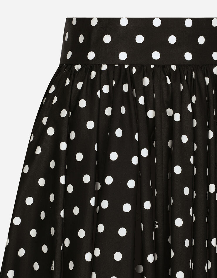 Dolce & Gabbana Cotton calf-length circle skirt with polka-dot print Print F4CWBTHS5R7