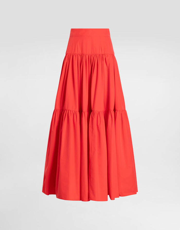 Dolce & Gabbana تنورة طويلة من بوبلين قطن Dolce & Gabbana تنورة طويلة من بوبلين قطن Orange F4CELTFU62Q