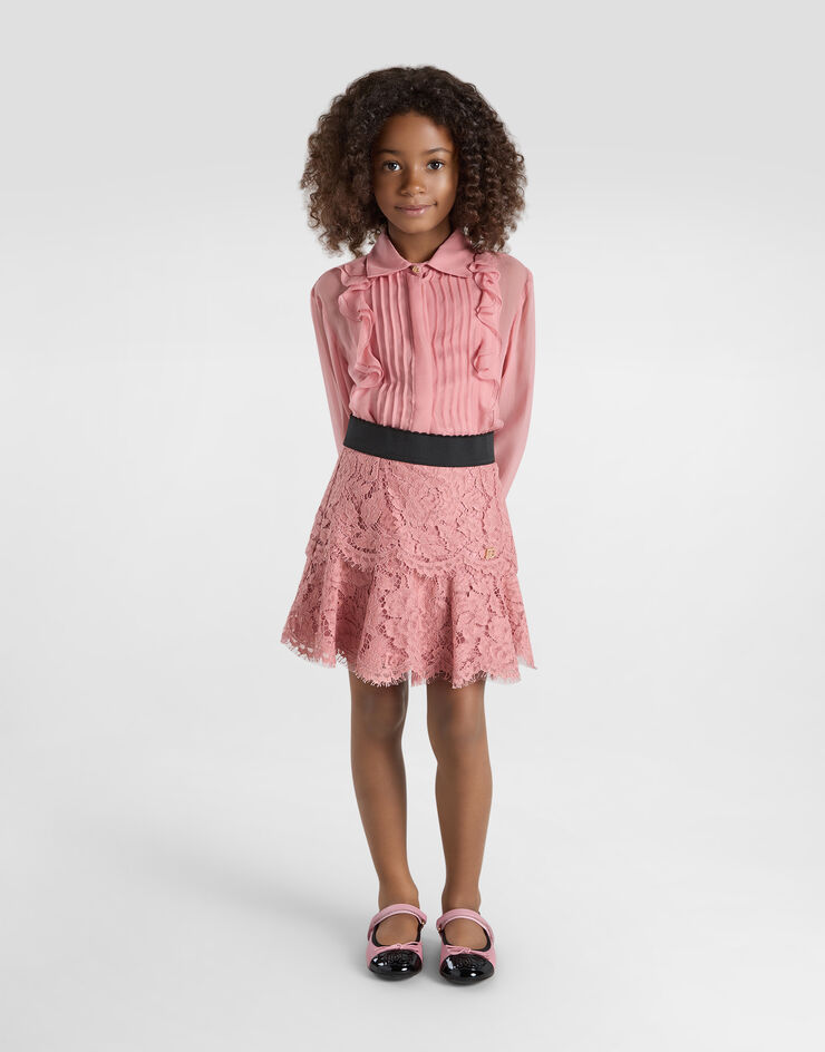 Dolce & Gabbana Lace skirt with DG logo Pink L55I47HLM7L