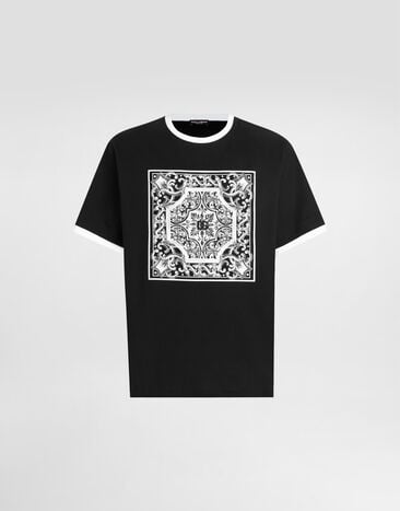 Dolce & Gabbana cotton t-shirt with print and embroidery Black G8ST2ZG7O9T