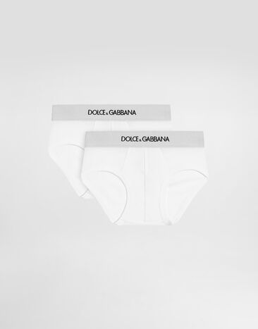 Dolce & Gabbana Jersey briefs two-pack with branded elastic White L4J700G7OCT