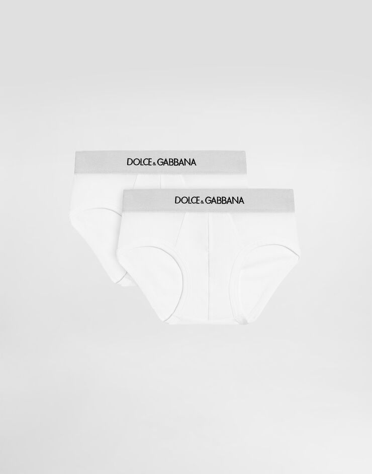 Dolce & Gabbana Jersey briefs two-pack with branded elastic White L4J700G7OCT
