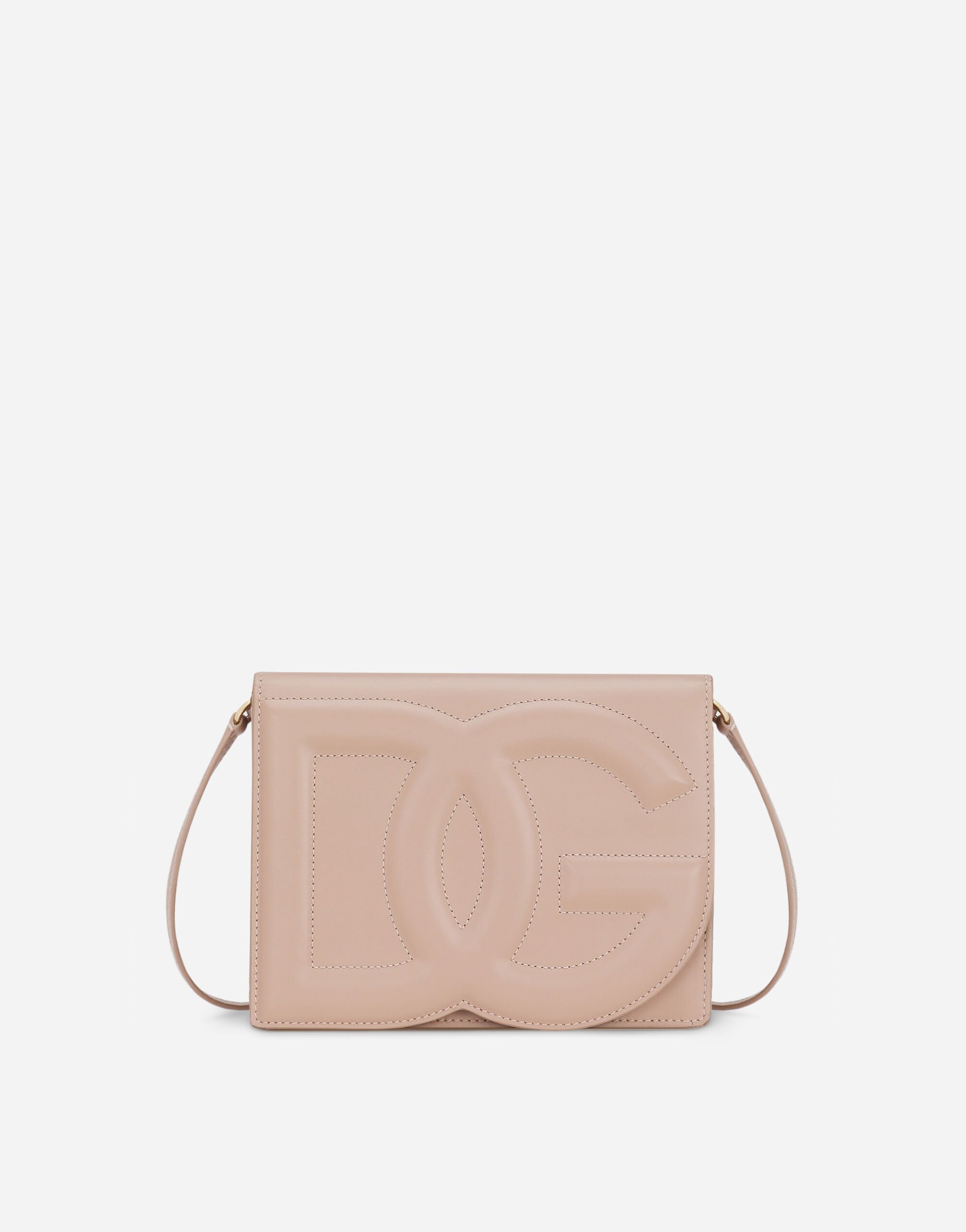 Dolce & Gabbana حقيبة كروس بودي بشعار DG من جلد عجل وردي BB7287AS204