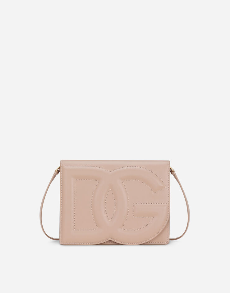 Dolce & Gabbana حقيبة كروس بودي بشعار DG من جلد عجل وردي فاتح BB7287AW576