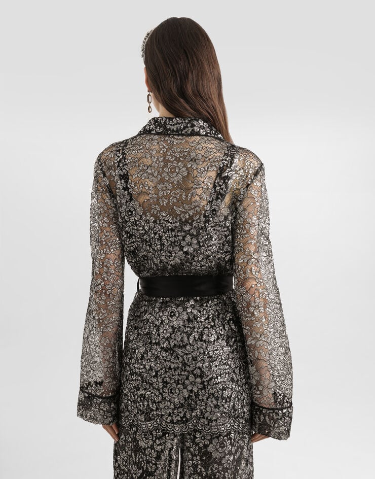 Dolce & Gabbana Lame lace vanity shirt Dolce & Gabbana Lame lace vanity shirt Silver F5R56TILMCF