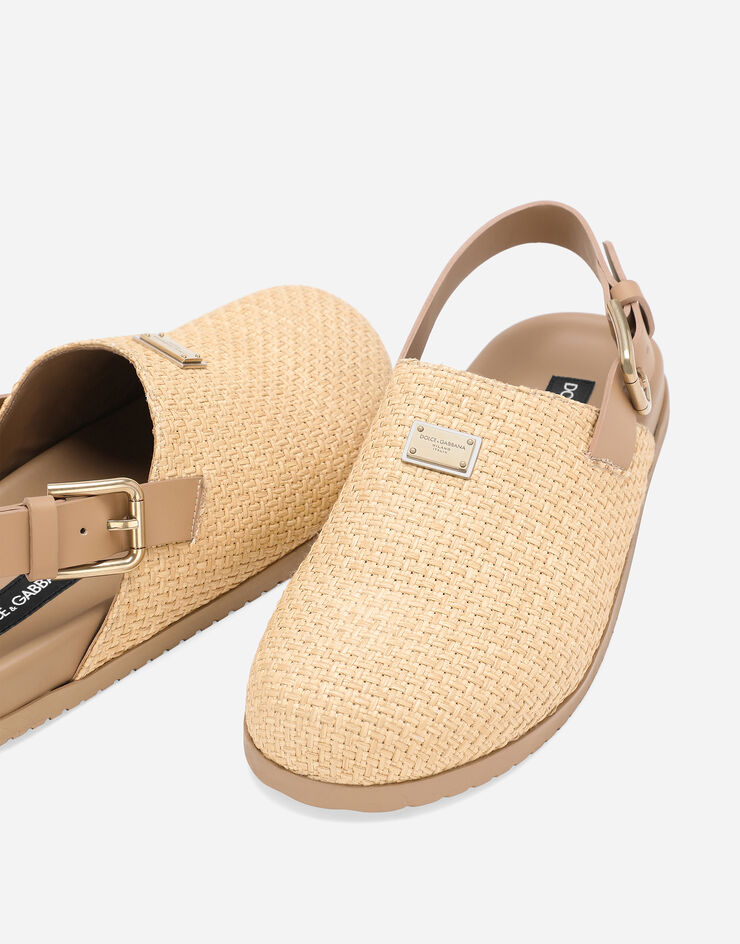 Dolce & Gabbana Raffia mules with branded tag Beige A80465AV859