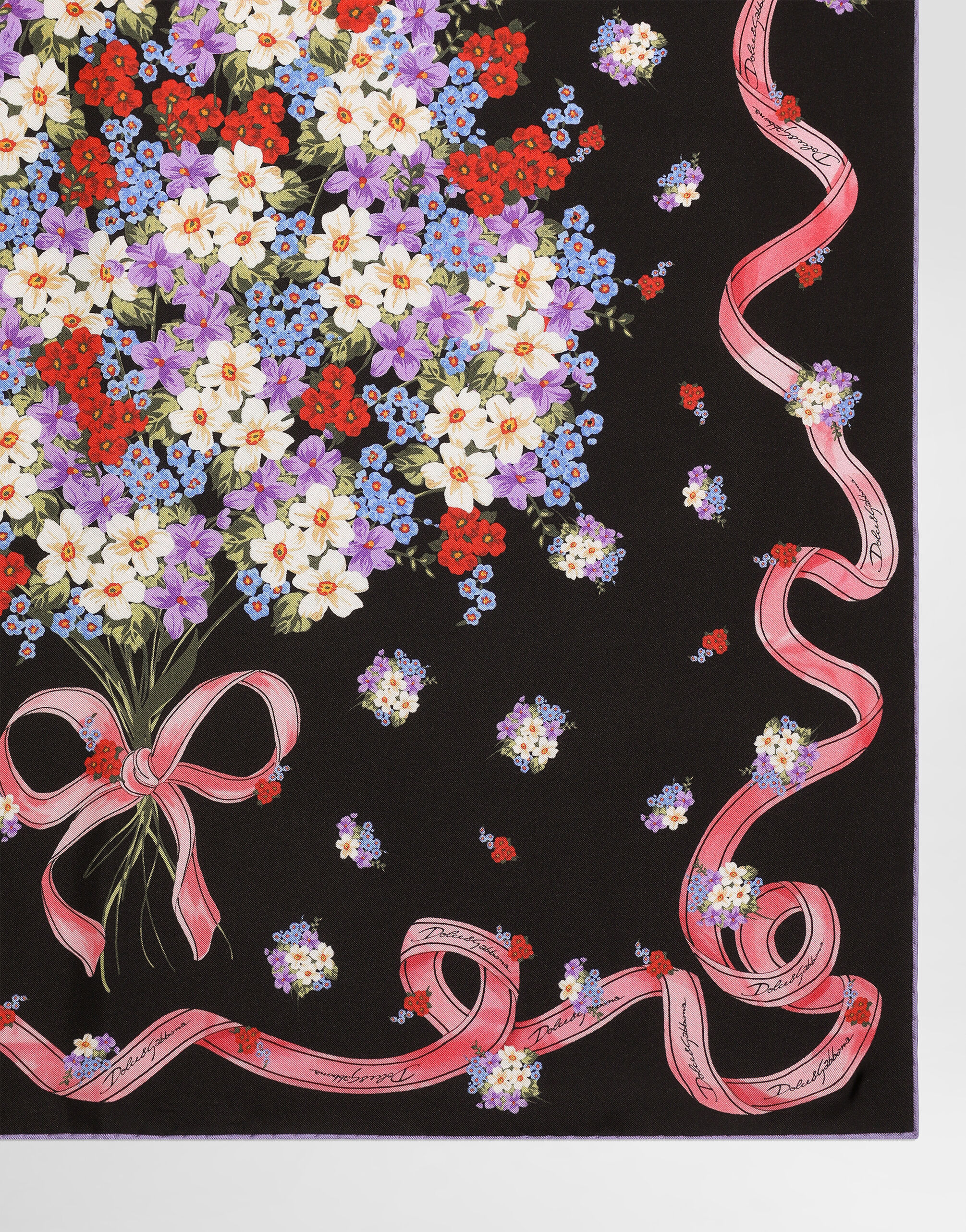Small floral-print silk twill scarf 70x70 in Multicolor for Women