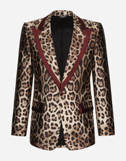 Dolce & Gabbana Silk mikado casino jacket with leopard print Multicolor G2OH2TIS1B8