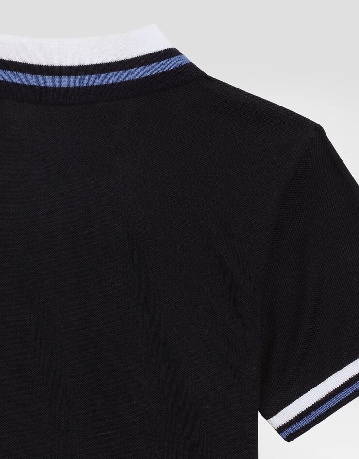 Dolce & Gabbana Piqué polo shirt with Dolce&Gabbana embroidery Blue L4JTGWG7PDD