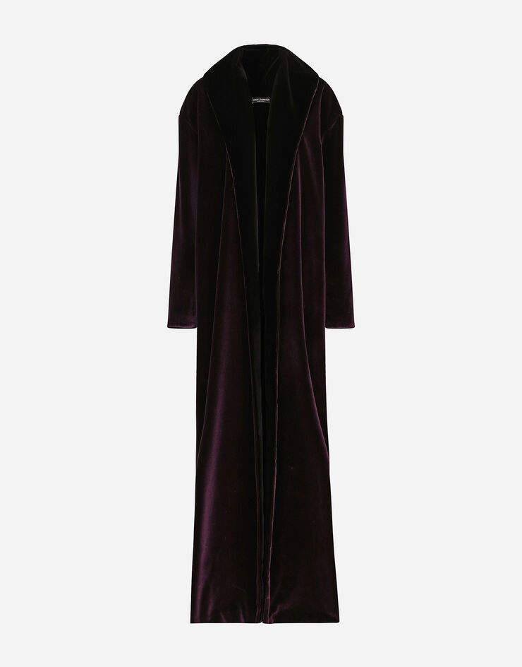 Dolce & Gabbana KIM DOLCE&GABBANA Long velvet coat Purple F0C7QTFUVJC