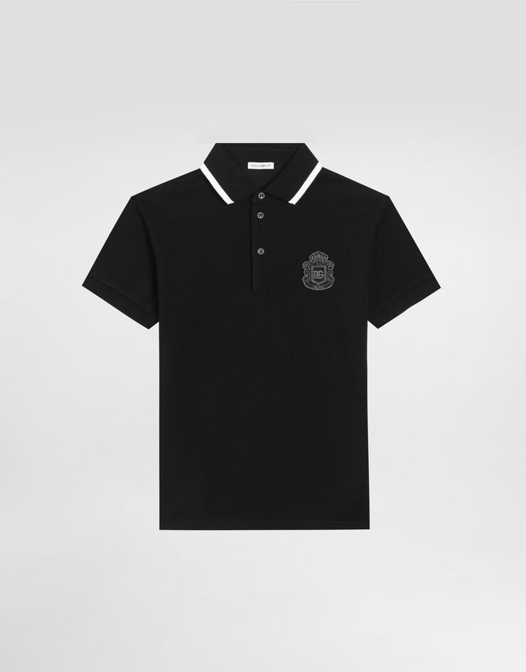 Dolce & Gabbana قميص بولو بيكيه برقعة DG هيرالديك Black L4JT8VG7P1Q