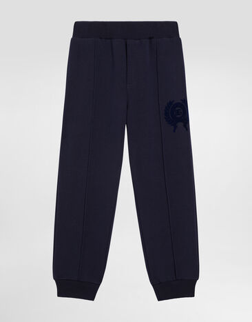 Dolce & Gabbana Jersey trousers with Dolce&Gabbana patch Blue L4JPKTG7PCU
