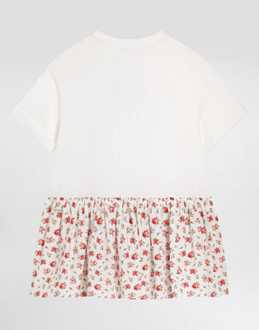 Dolce & Gabbana Small rose-print dress with DG patch Multicolor L5JDB8G7PVM