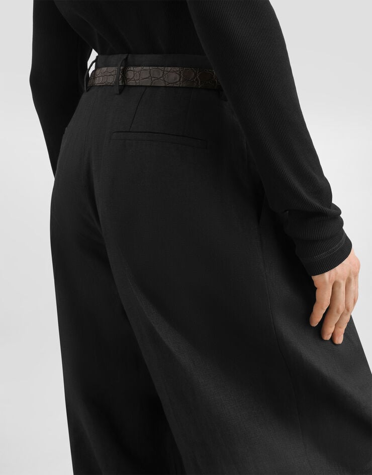 Dolce & Gabbana Pantalon en lin Dolce & Gabbana Pantalon en lin Black GP10DTFU4JB
