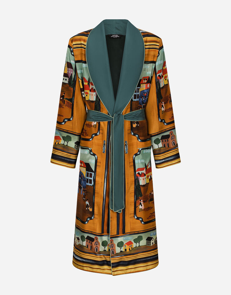Dolce&Gabbana Silk habotai robe with closet print Multicolor I0224MGH176