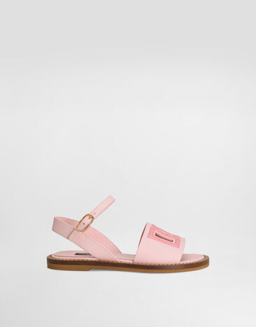 Dolce & Gabbana Sandales en cuir de veau avec logo DG ajouré Rose D11308A1114