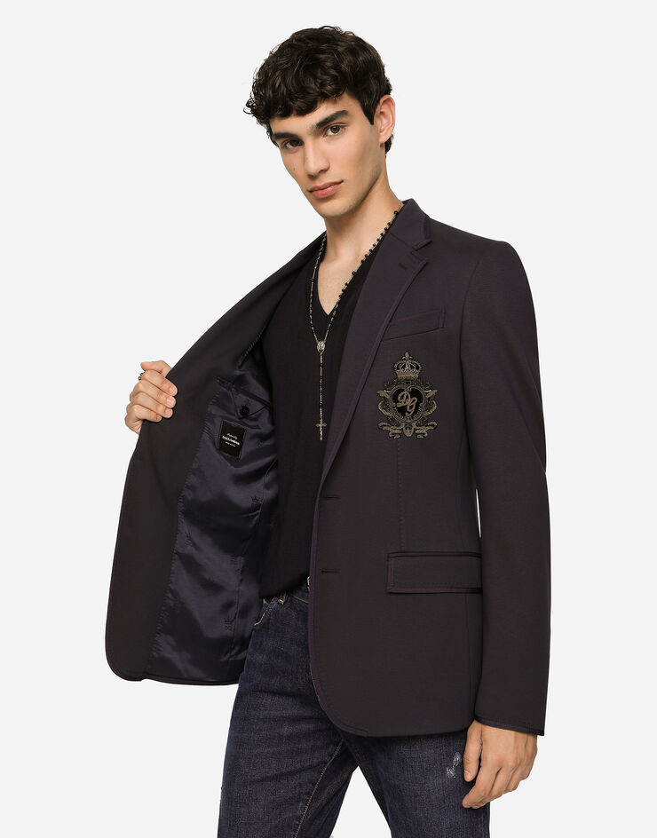Dolce & Gabbana Jacke aus jersey mit patch BLAU G2MR5ZFUGI2