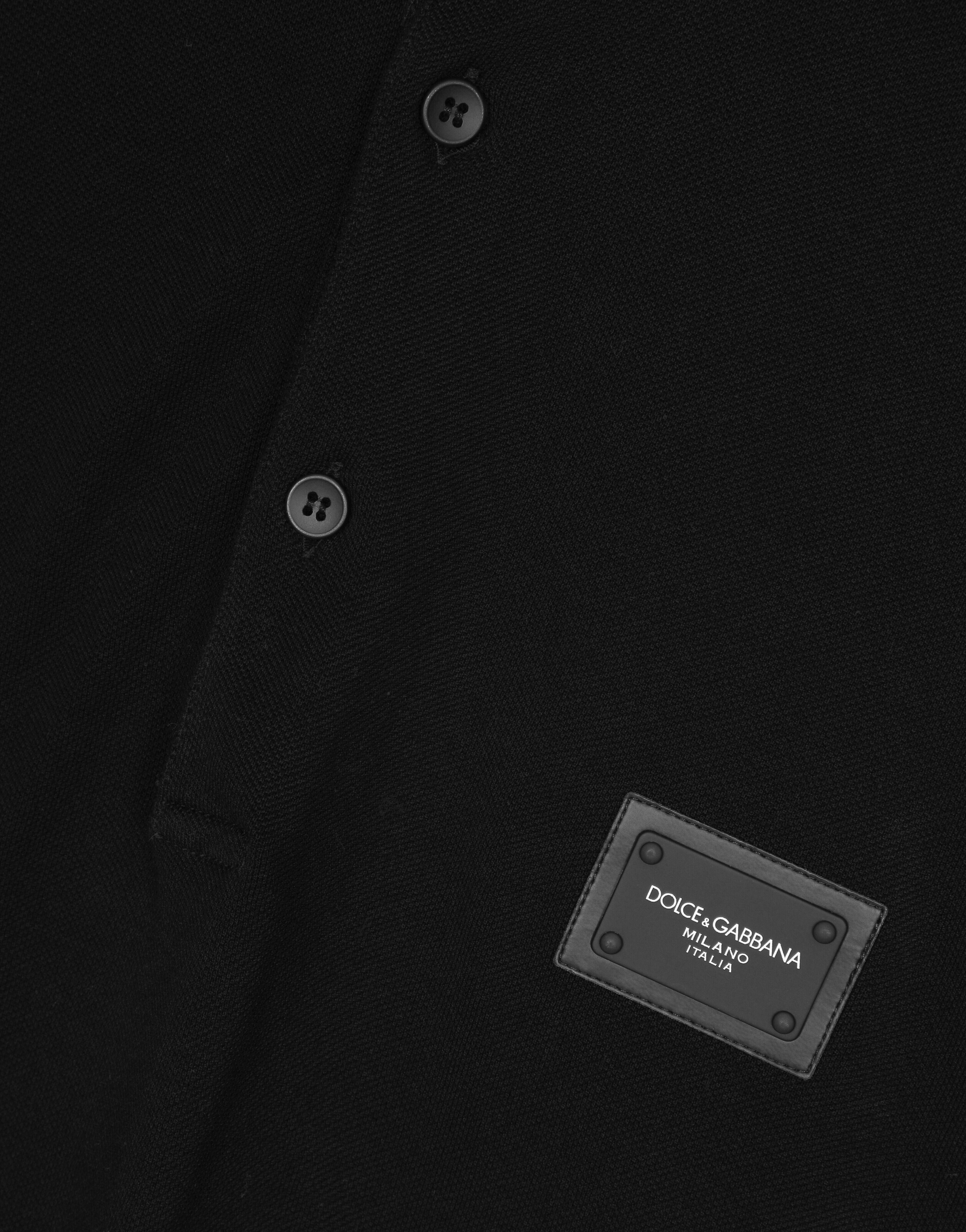 Dolce amp; Gabbana logo-jacquard long-sleeve polo shirt - Black