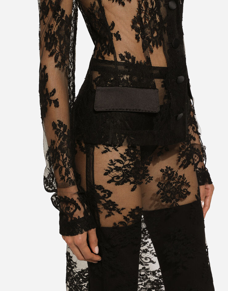 Dolce & Gabbana Floral lace jacket with satin details ブラック F27AJTHLMO7