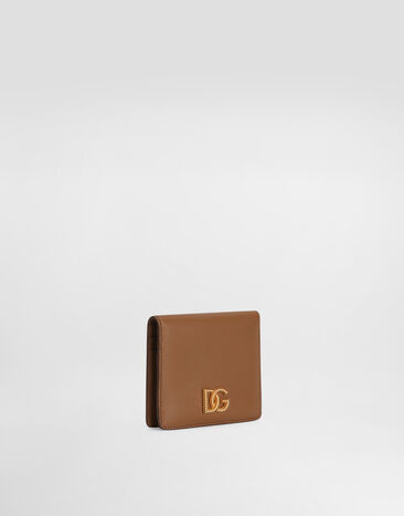 Dolce & Gabbana Calfskin wallet with DG logo Brown BI3339AK274