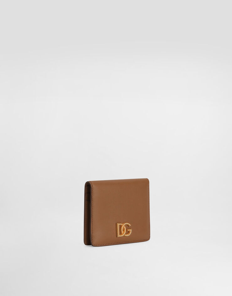 Dolce & Gabbana Calfskin wallet with DG logo Brown BI3339AK274