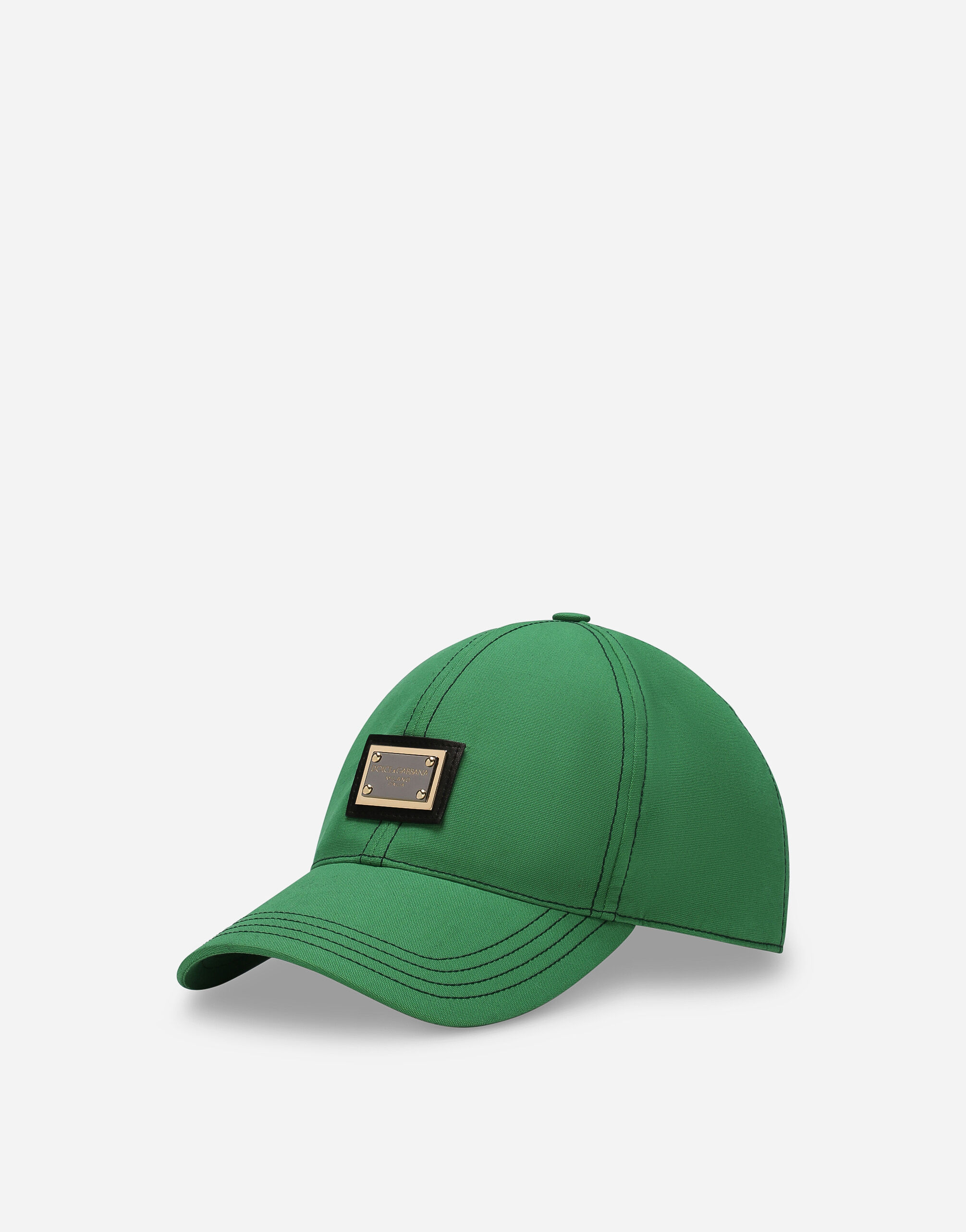 Dolce & Gabbana Gorra de béisbol de algodón con placa con logotipo Verde GH874ZFUFJU