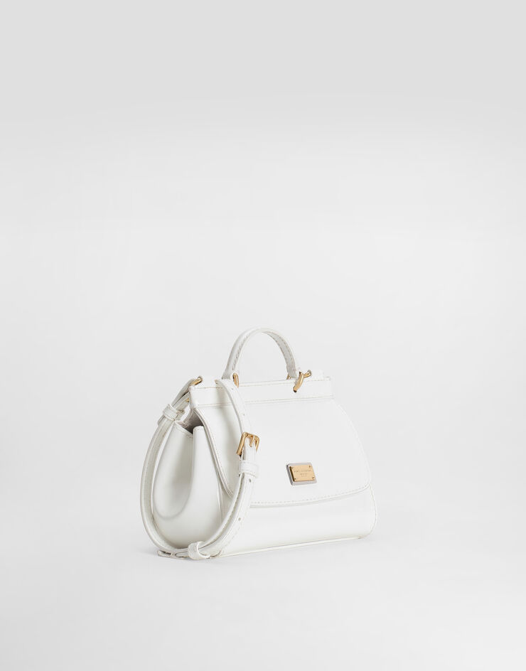 Dolce & Gabbana حقيبة سيسيلي صغيرة من جلد لامع أبيض EB0003A1067