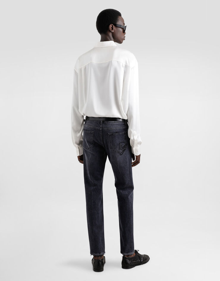 Dolce & Gabbana Slim-fit stretch cotton jeans with logo embroidery Multicolor GY07CZG8MV4