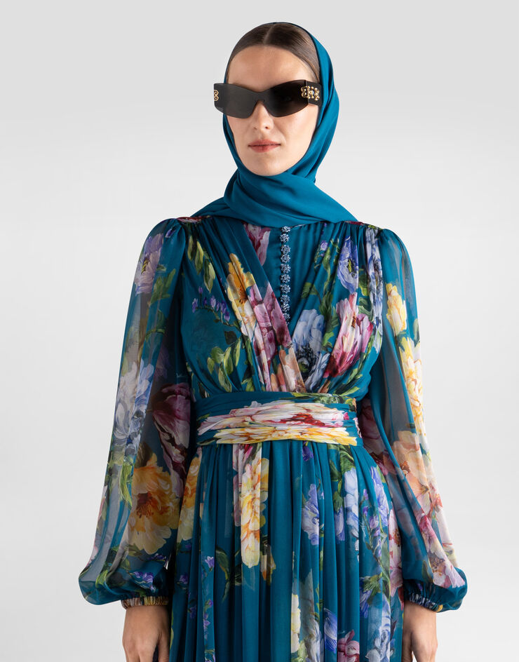 Dolce & Gabbana Peony-print chiffon dress Multicolor I6AF5ZIS11Q
