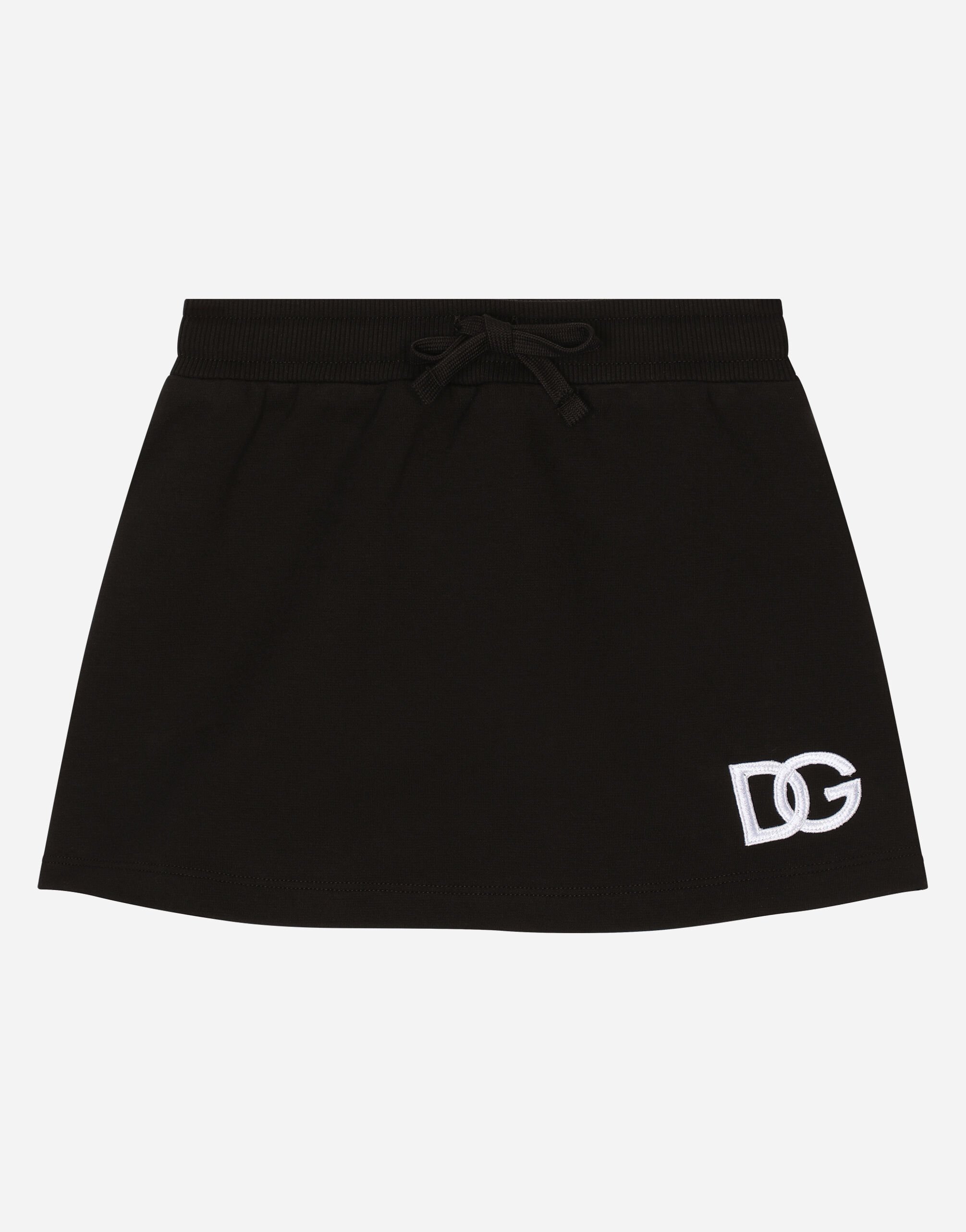 Dolce & Gabbana Short jersey skirt with DG logo patch Blue L44P16LDB17