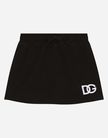Dolce & Gabbana Short jersey skirt with DG logo patch Blue L44P16LDB17