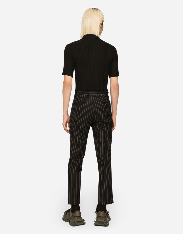 Dolce & Gabbana Wool knit polo shirt Black GX495TJAVKY