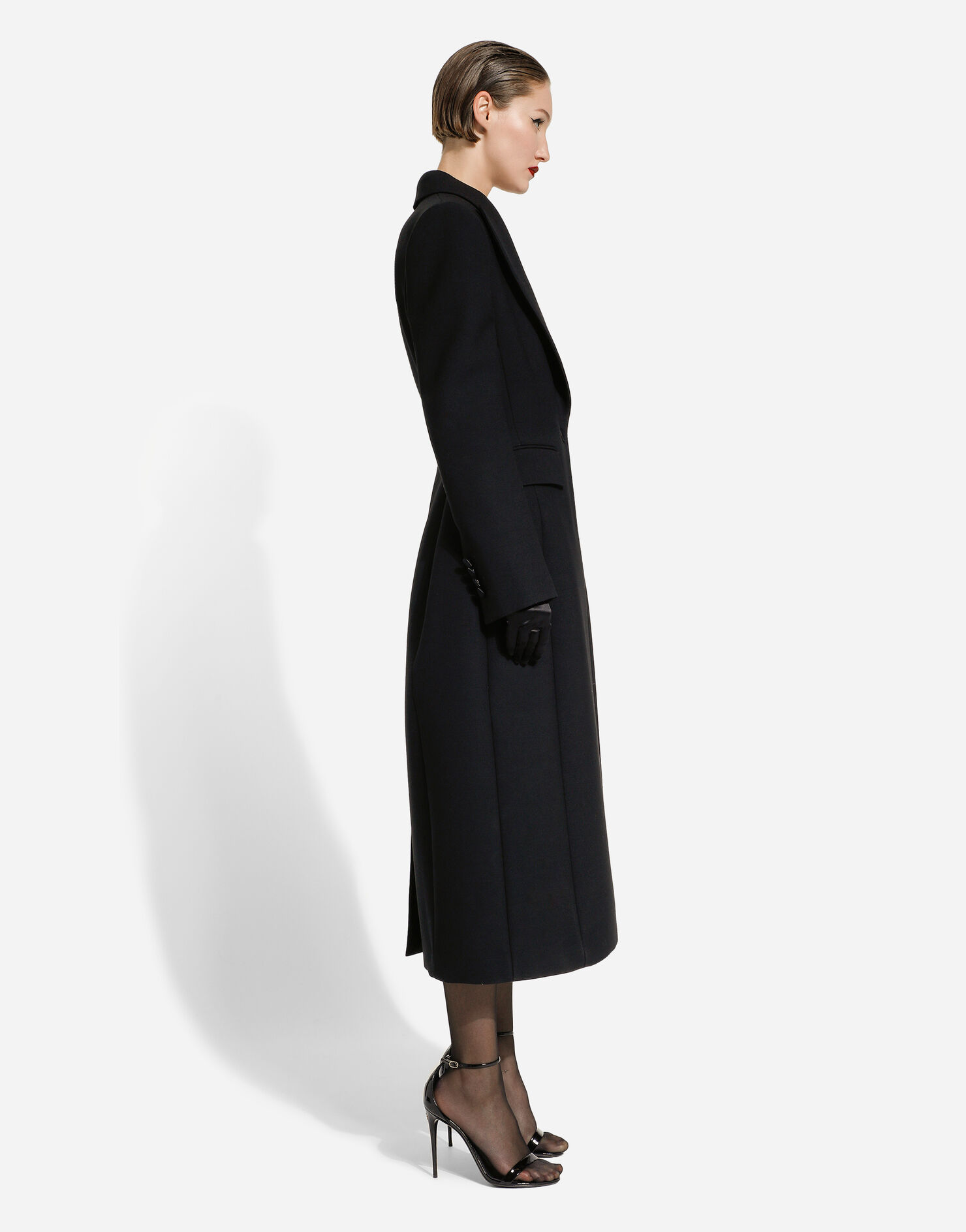 Dolce & Gabbana Black Wool Single Breasted Long Coat Jacket