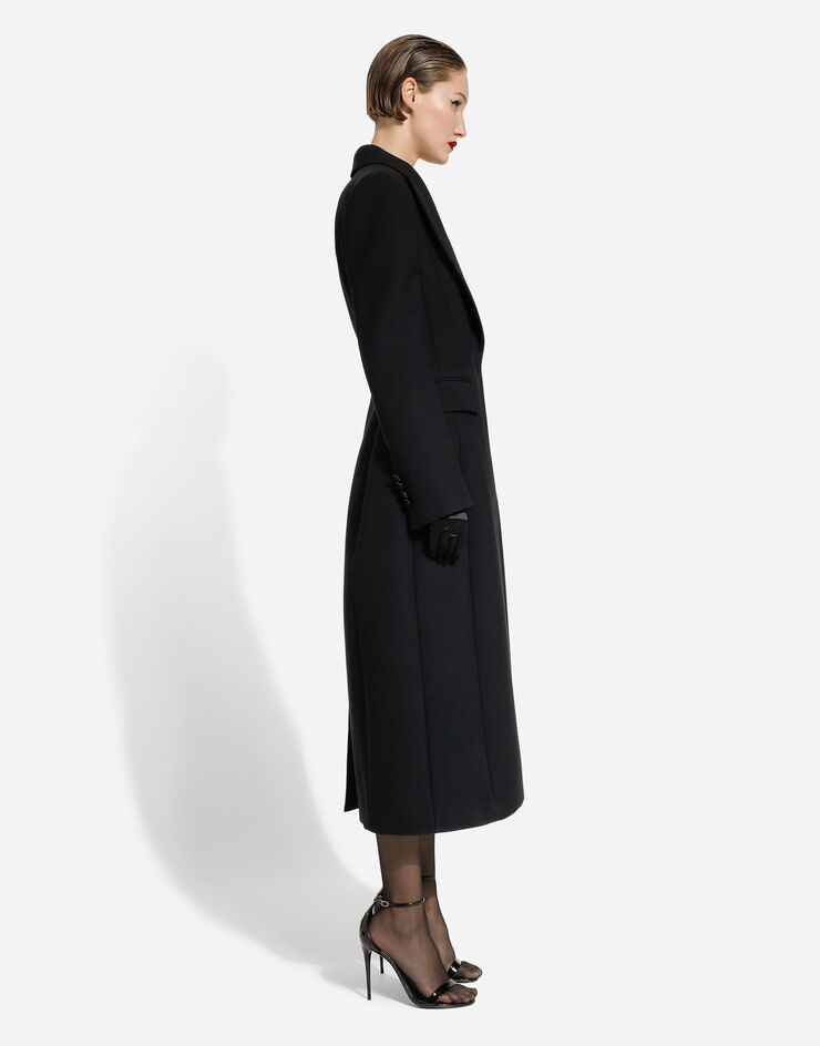 Dolce&Gabbana Long single-breasted wool cady coat Black F0W0JTHUMTB